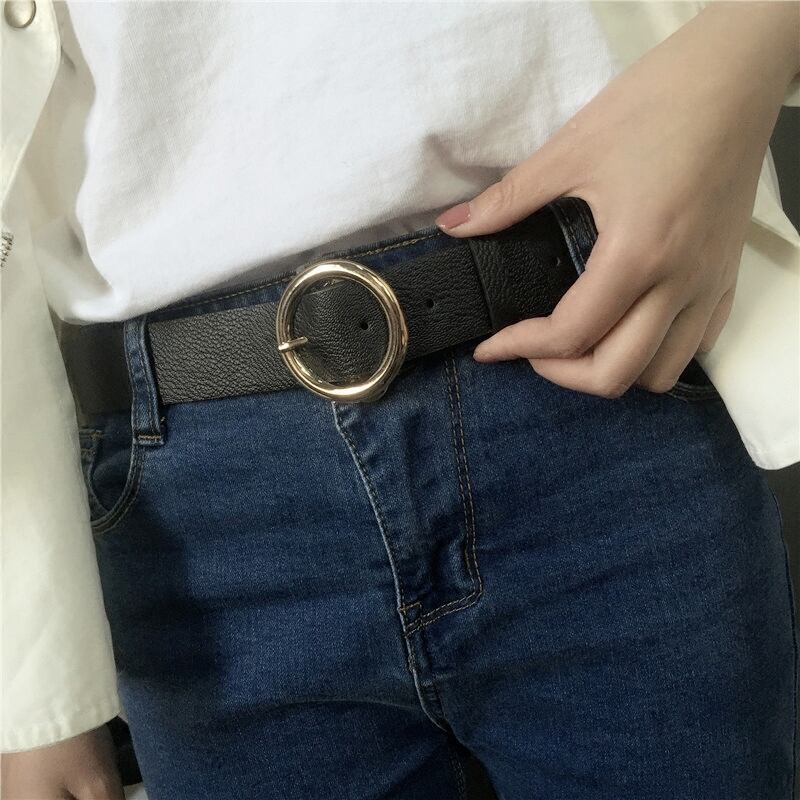 ベルト カジュアルカラーメタルレザースタンダードバックルパンツ レトロ ハーネス ピュア ブラック・アイド・ピーズ24836383108