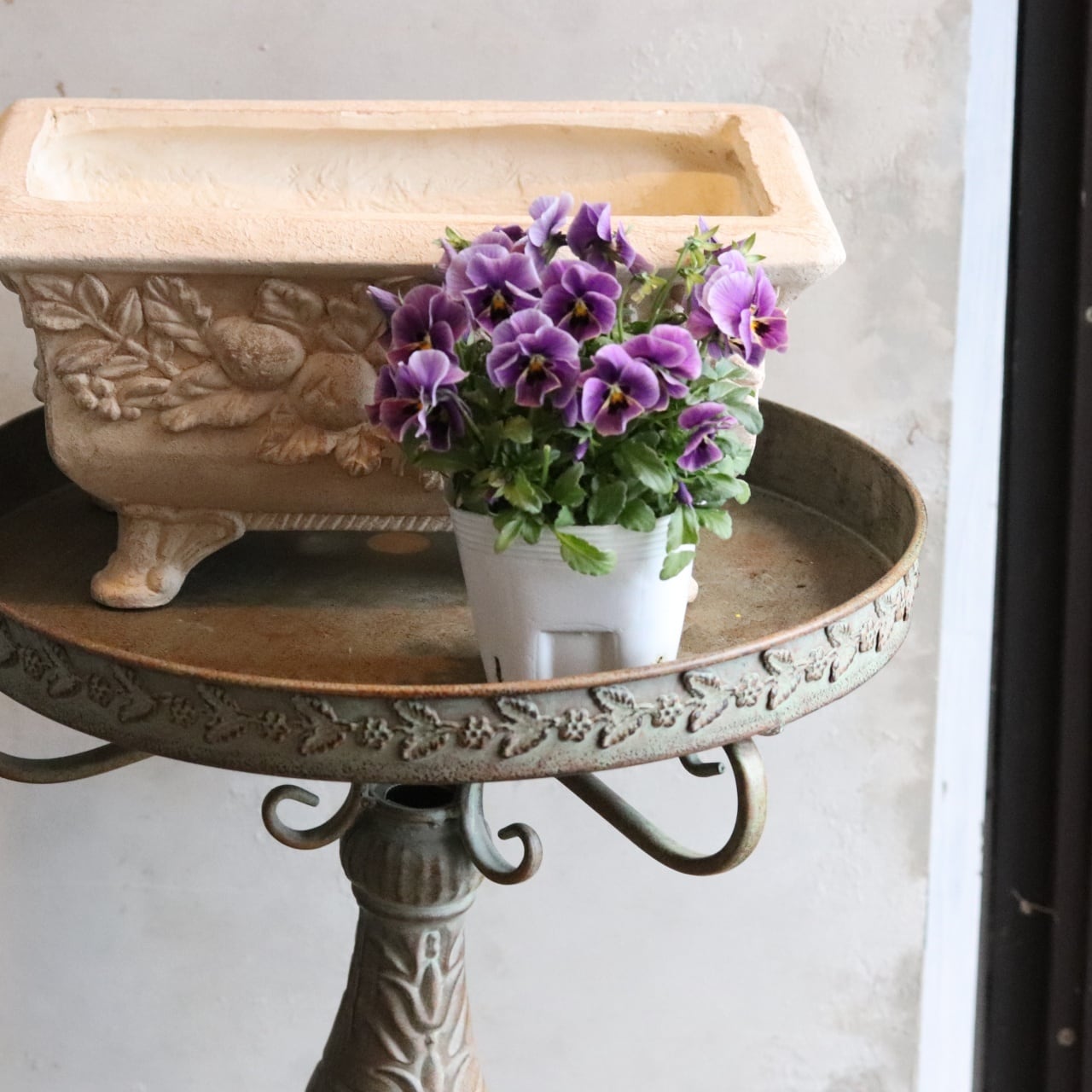 アンティーク調 フラワーベース 鉢 花柄 ヴィンテージ クラッシック