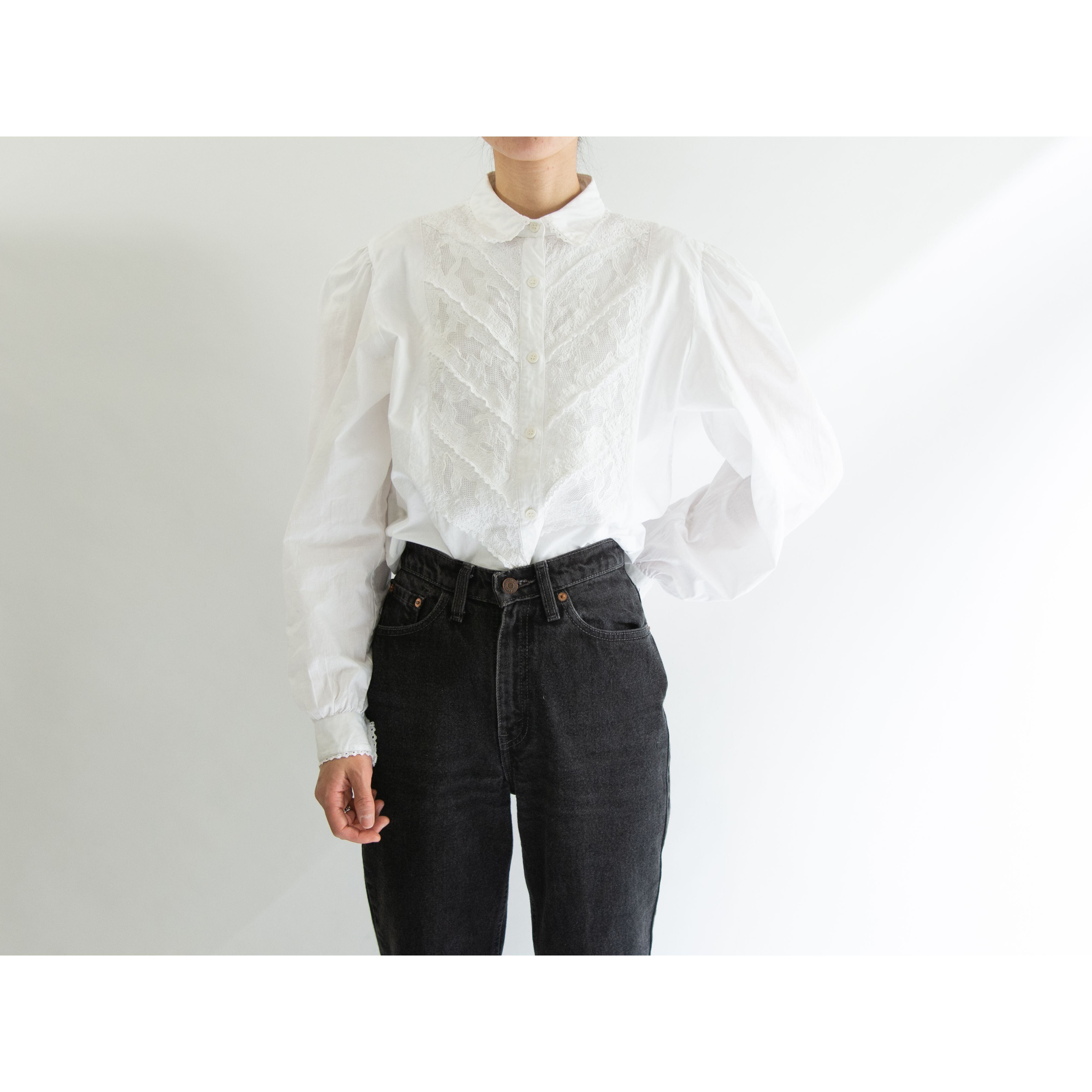 【Unknown brand】"REINE BAUMWOLLE" cotton lace blouse(コットンレースブラウス)1d