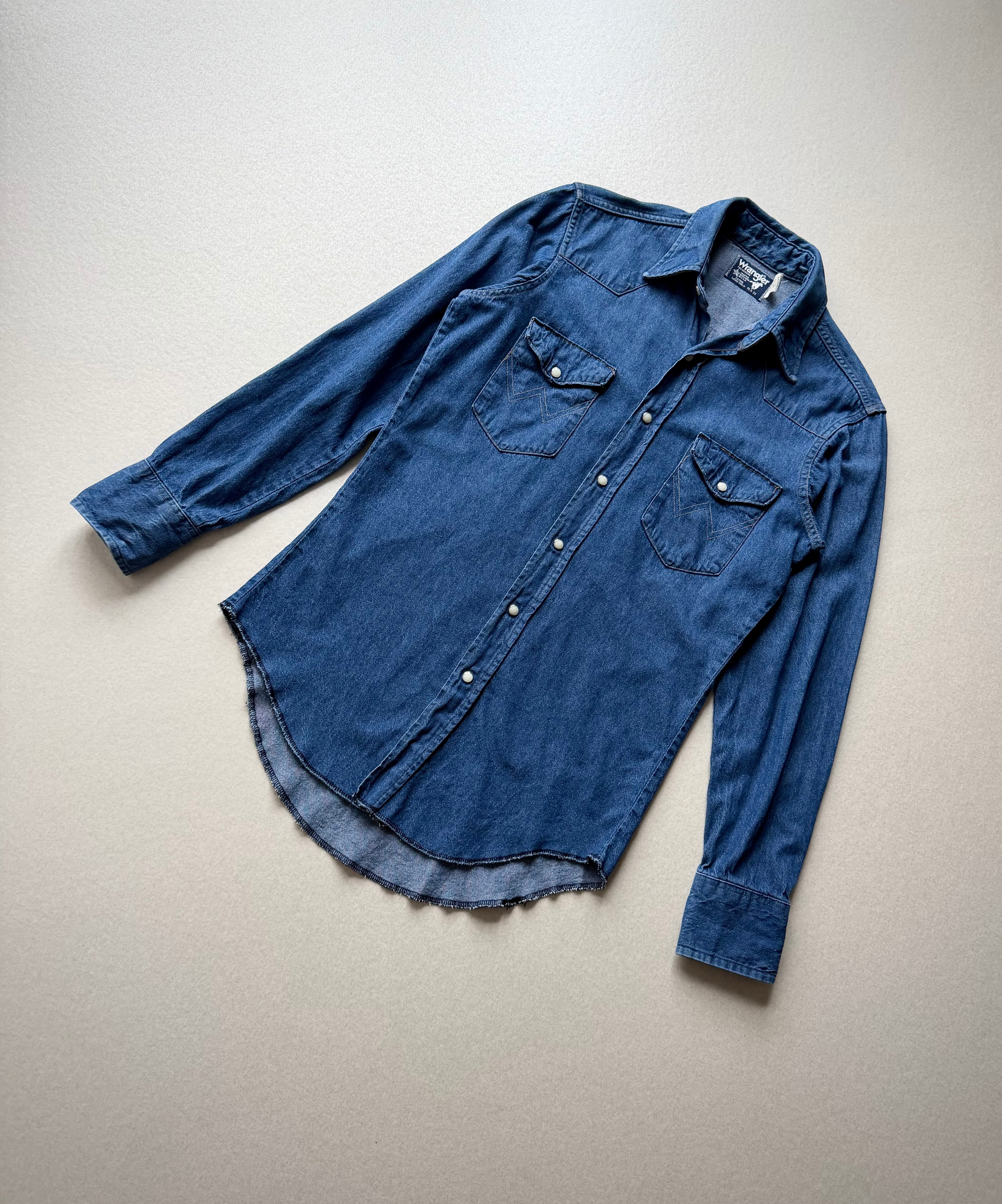 -90s Wrangler 70127MW USA製 デニムウエスタンシャツ 80s USA製 “ WRANGLER ” 70127MW DENIM SHIRT OLD VINTAGE アメリカ製