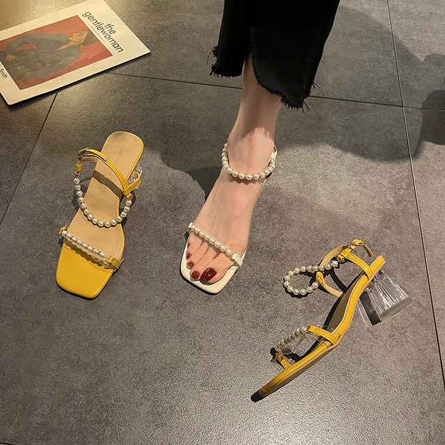 サンダルサマーパールスタイルベルト ヒール ハイヒール 靴 シューズ 夏物 ハーネス 真珠 部族の婦人靴82559175201