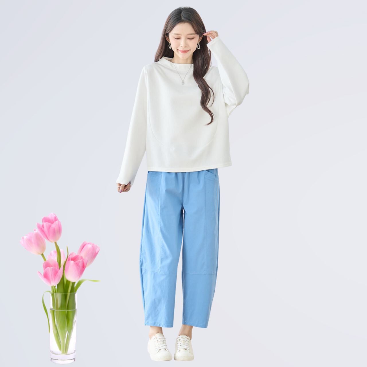 TRUBE タック入りバルーンシルエットパンツ【M~L】サックスブルー
