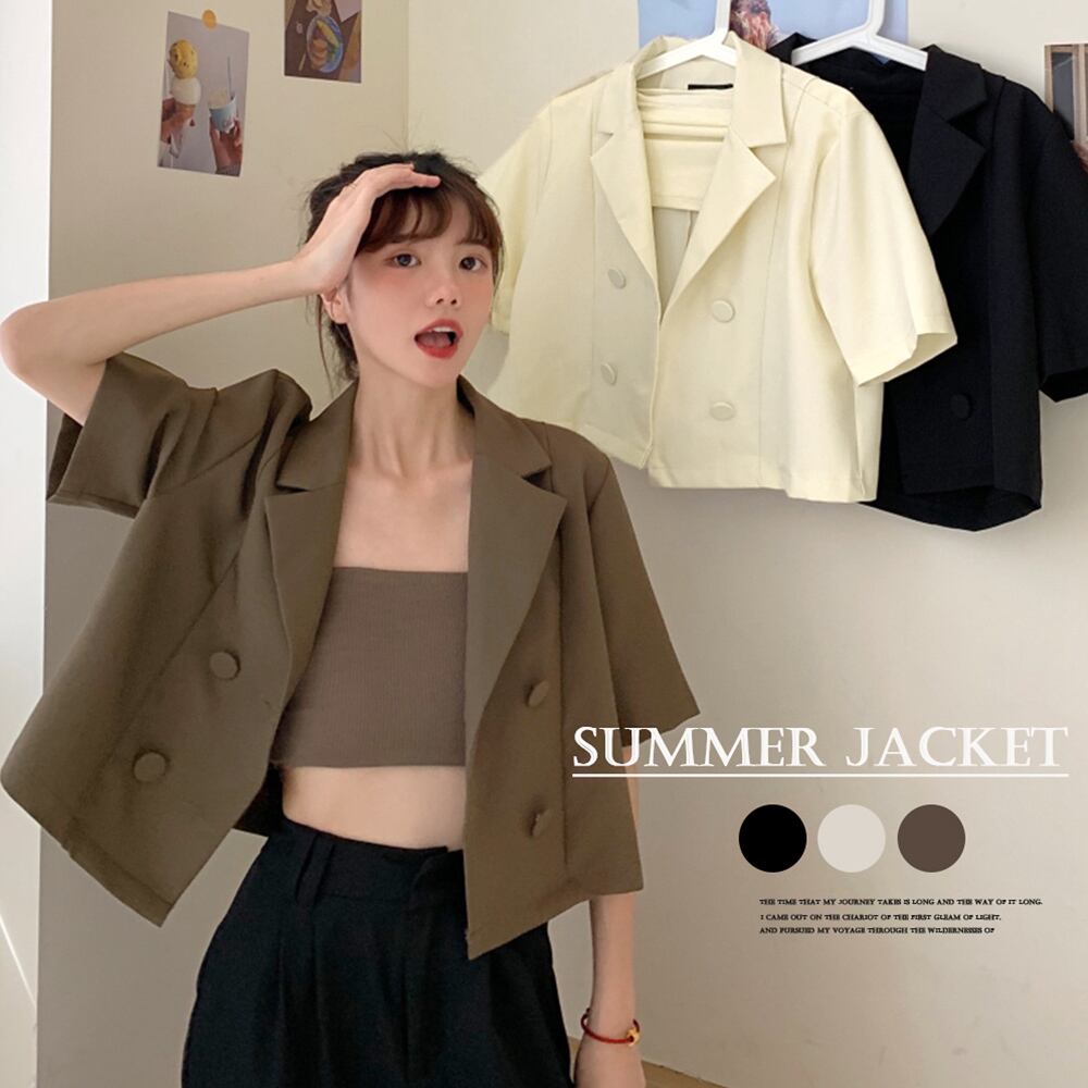サマージャケット・インナー2点セット クロップド丈 半袖 3色
