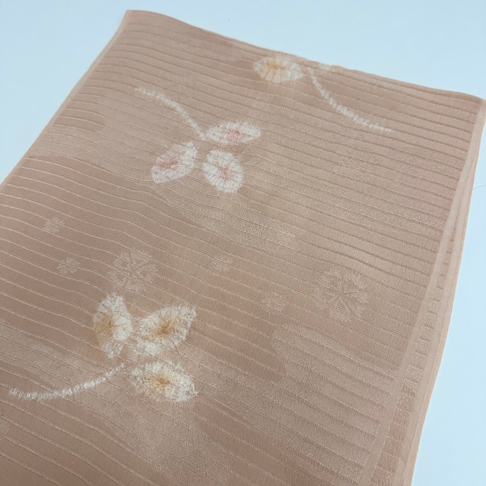 夏帯揚げ 新品 夏用 帯揚 ベージュ 小紋 紬 訪問着 普段着用 礼装用 正絹 絹100% 和装小物 5726