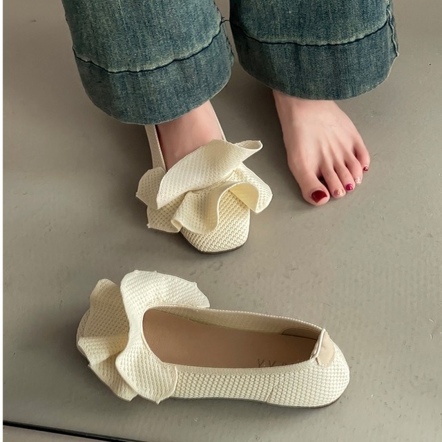 french knit ruffle flats(4color）＜s2534＞