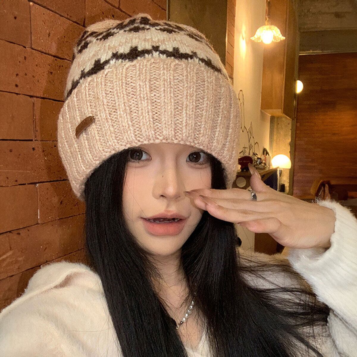 フェアアイル柄 ニット帽 レディース メンズ 帽子 秋冬 韓国 防寒 保温 暖かい 大人 かわいい 北欧風 きれいめ おしゃれ スキー スノボ アウトドア カジュアル 大人可愛い 大人女子