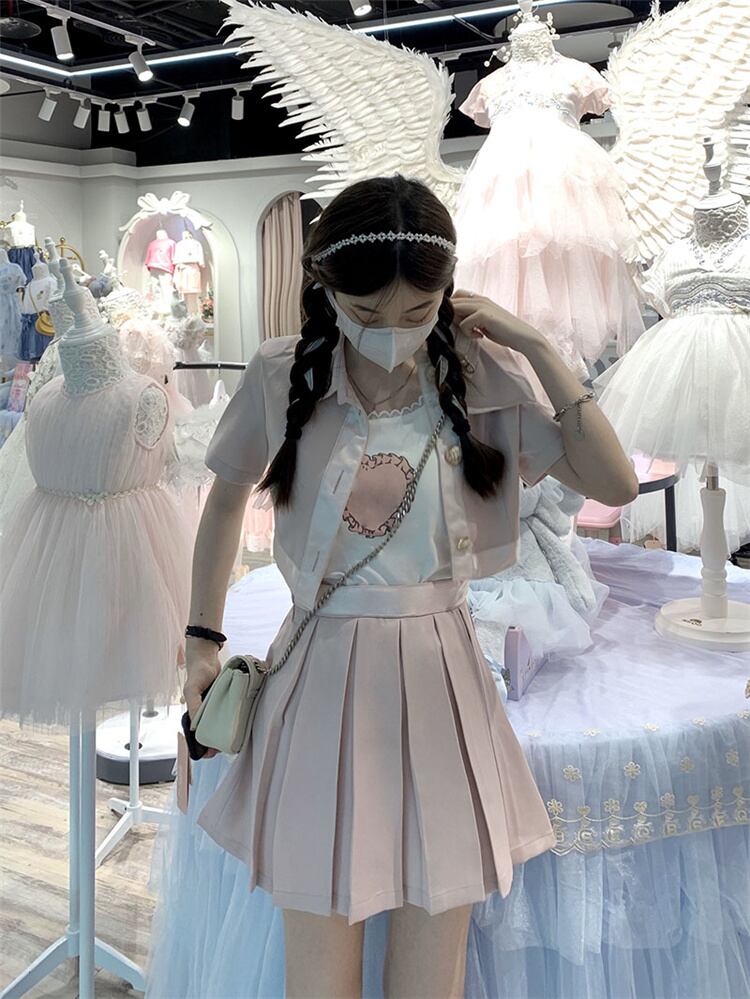 セットアップ ハート柄タンクトップ 各単品購入可能！ プリーツ