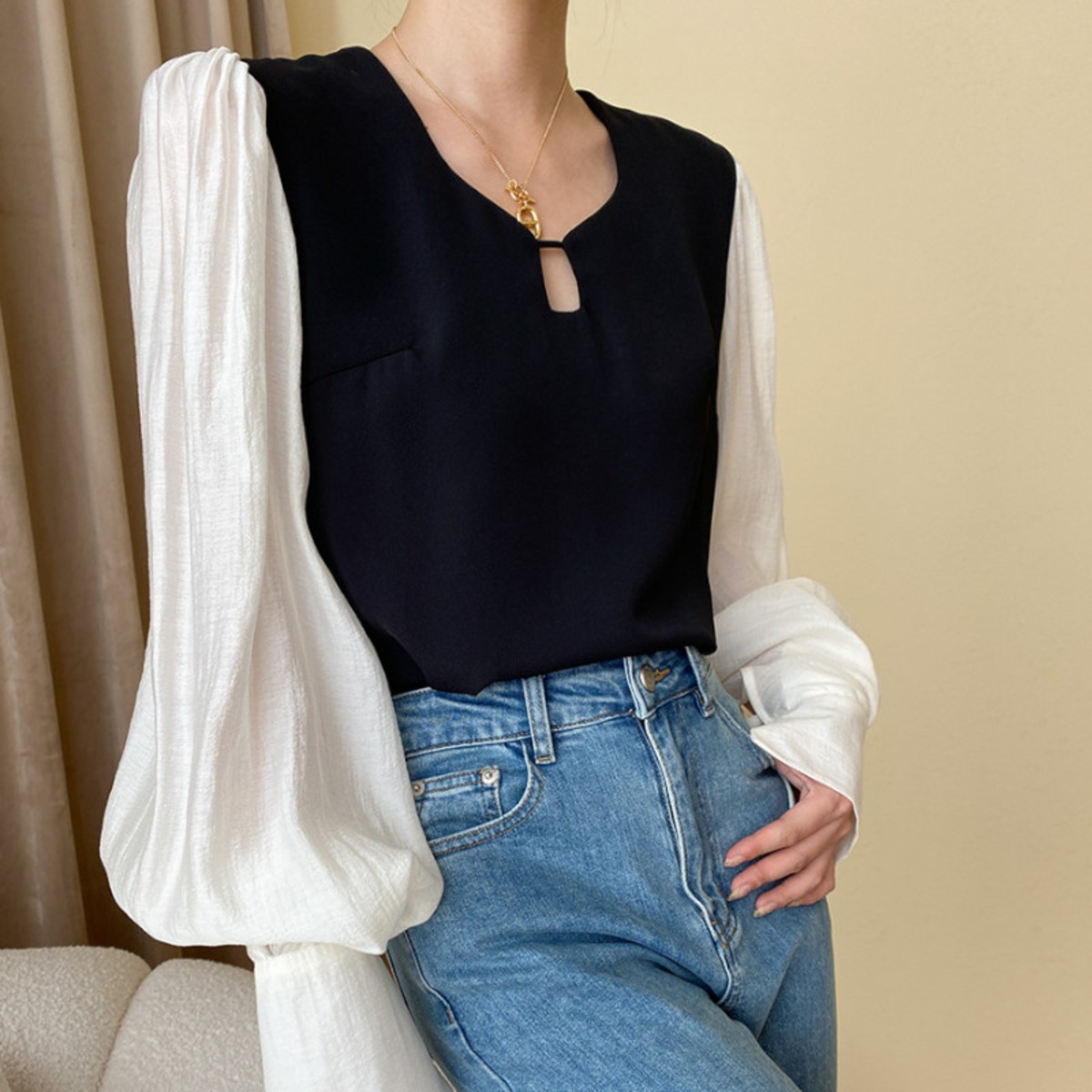 Layered style design neck tops A1207 | arSelects