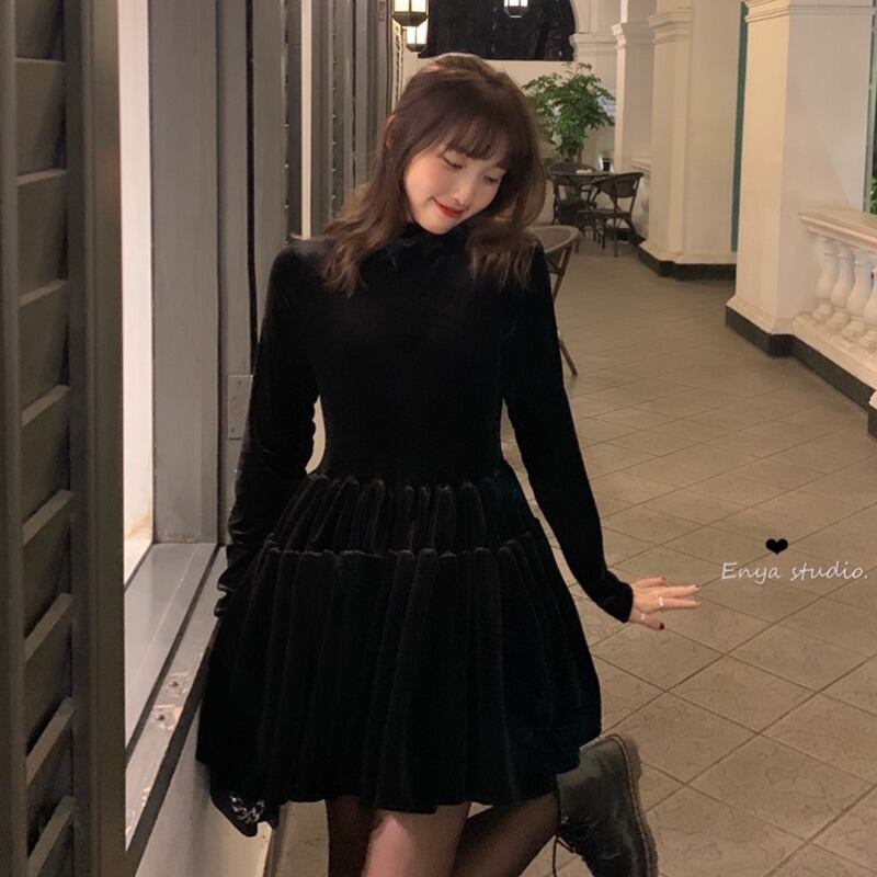 スタイルドレス スプリングスカート ブラック ロング ふわふわ 春物 ブラックストロベリース87787517841