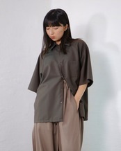 itochi - Wool & Kid mohair Tropical half sleeve shirt ：iridescent brown｜玉虫色トロピカル／キッドモヘア混／ションヘル織機