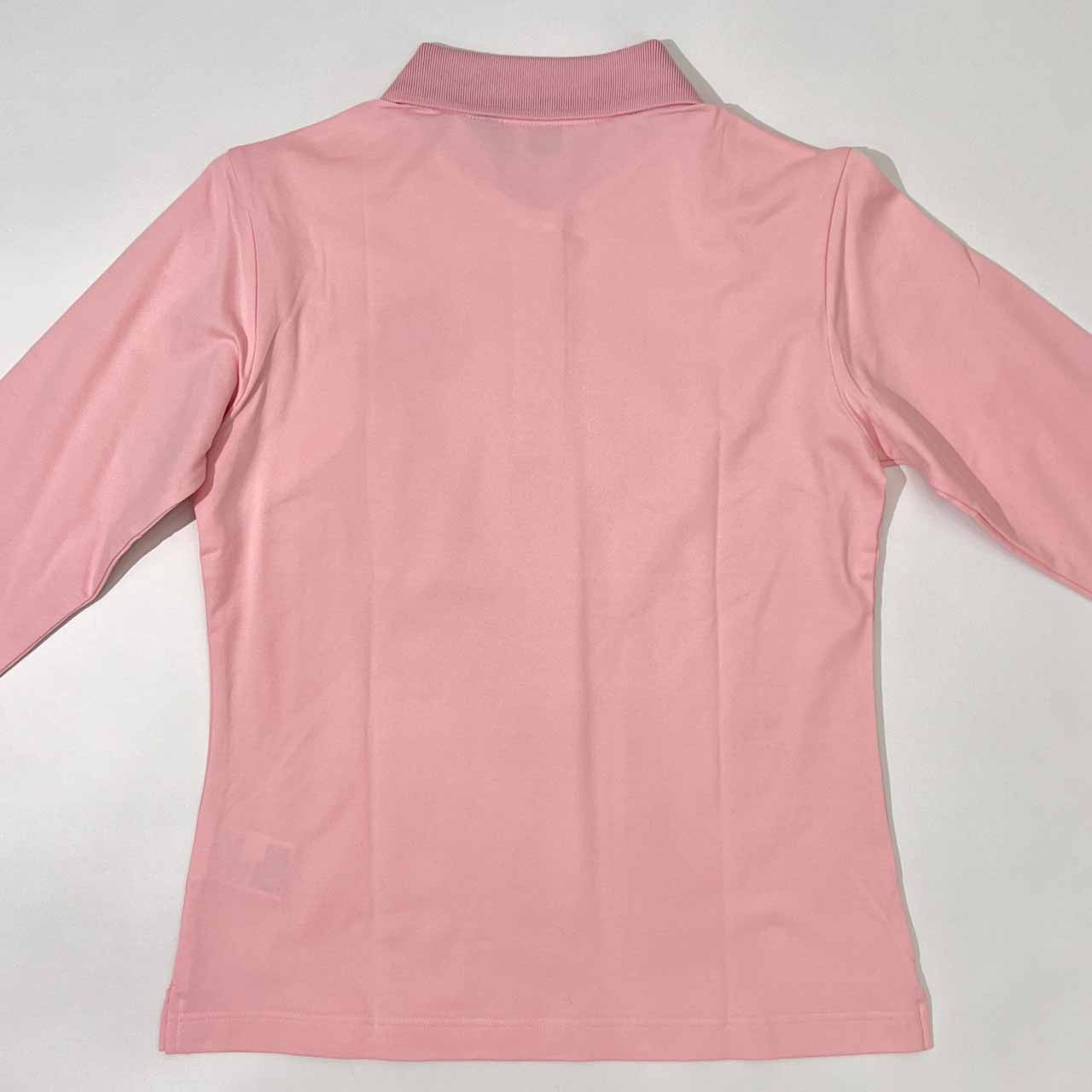 新品 タグ付き Black & White ブラック&ホワイト ラインストーン 鹿の子 長袖 ポロシャツ 1/ピンク レディース ゴルフ