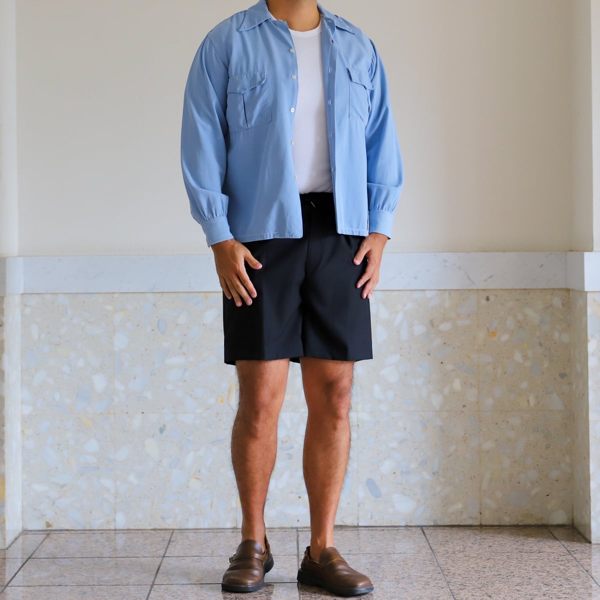 逸品】60s special Vintage rayon shirt Blue mint condition made in
