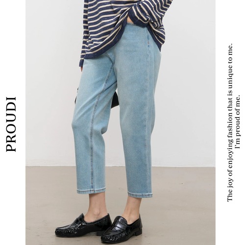 【フロントタックテーパードデニムパンツ 】P00896