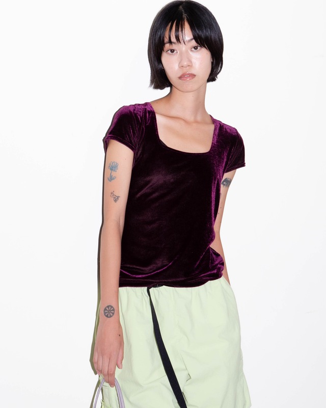 1990s scoop neck velour top