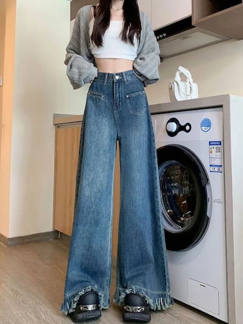 メガ割 新作 レトロなリバーシブルジーンズレディース24新作デザイン感ミニハイウエストゆったり垂らし感ワイドパンツ デニムパンツ メガ割