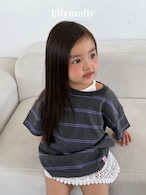【 ellymolly / 予約 】Washed stripe boxy T