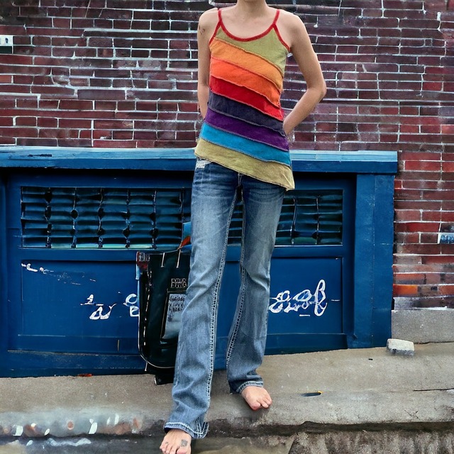 【LADIES】rainbow asymmetry tops