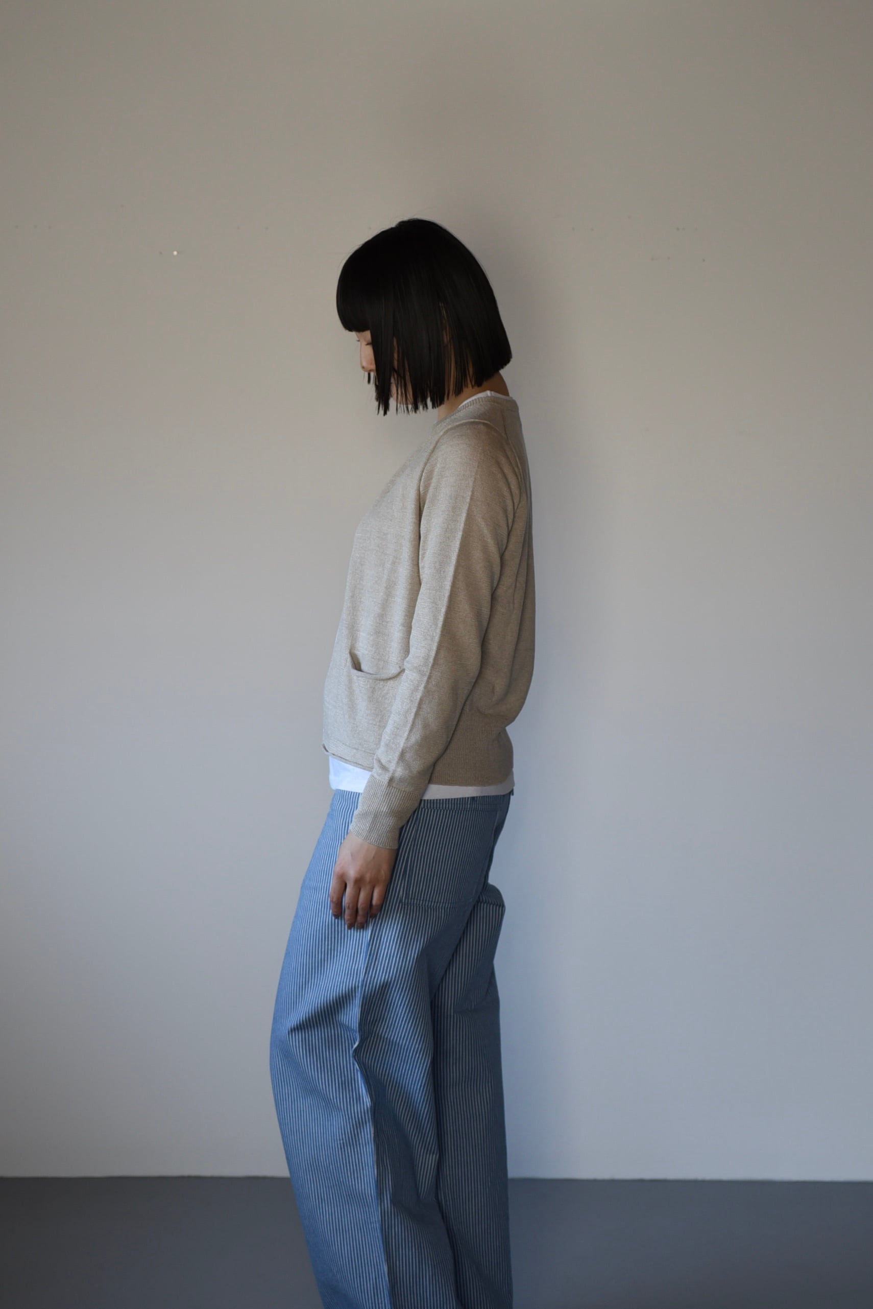 eleven 2nd｜リネンシルクカーディガン｜ ベージュ | 岡の oka no