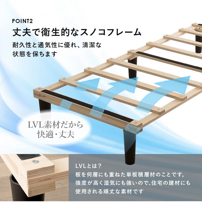 シングル 2色 ボンネルコイルマットレスベッド | kinoki｜センスのいい