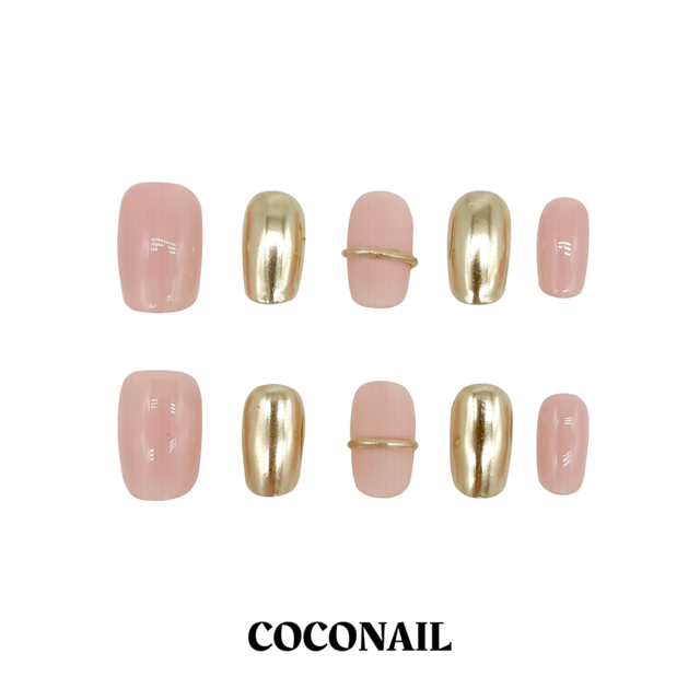 100%ハンドメイド「シンプルピンク×ミラーパウダーネイル」