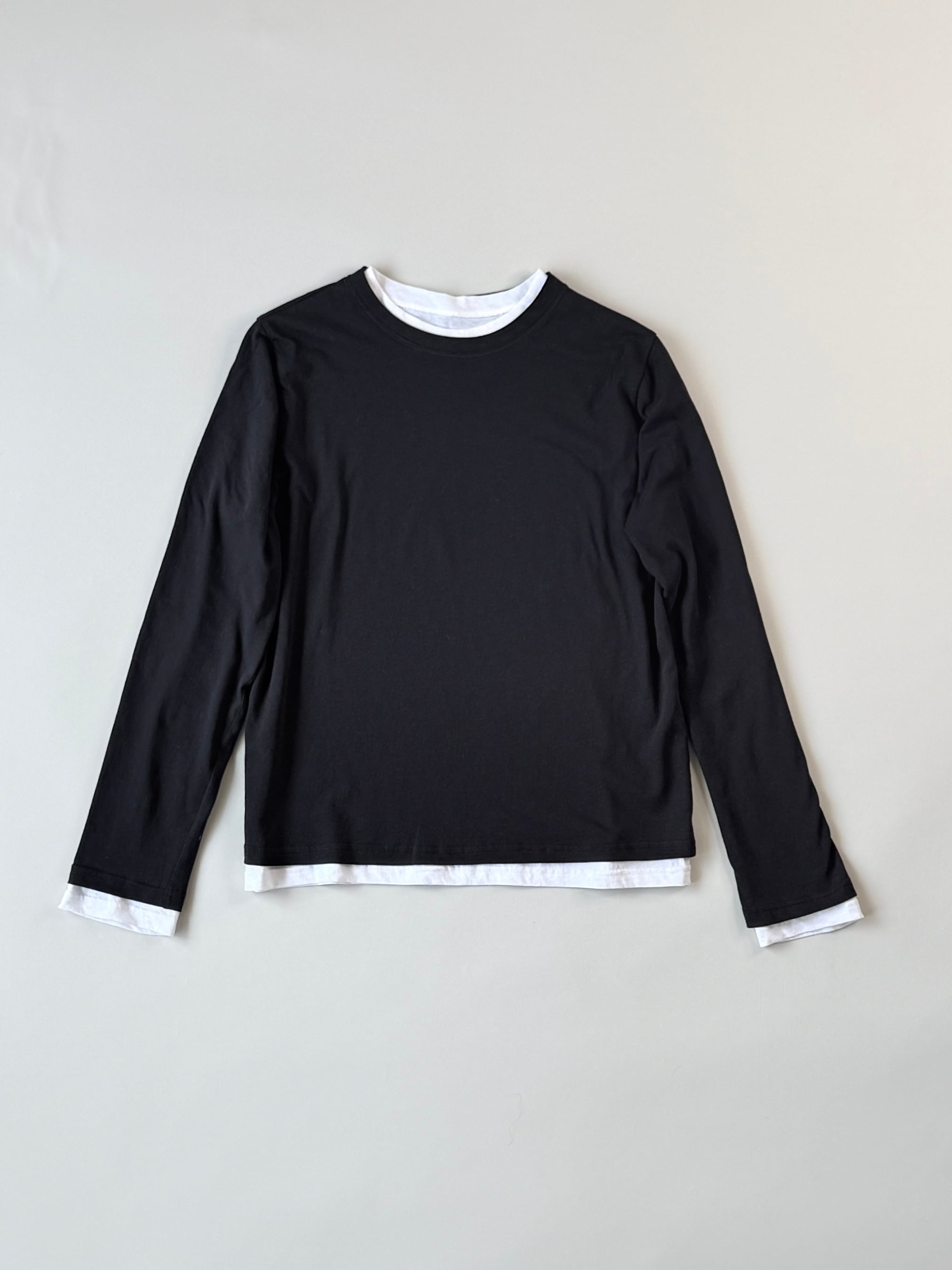 新品3e.troisiemeレイヤードセットプルオーバー　ブラック レイヤードセットプルオーバー ブラック 【 Cotton 素材 】 | 3e
