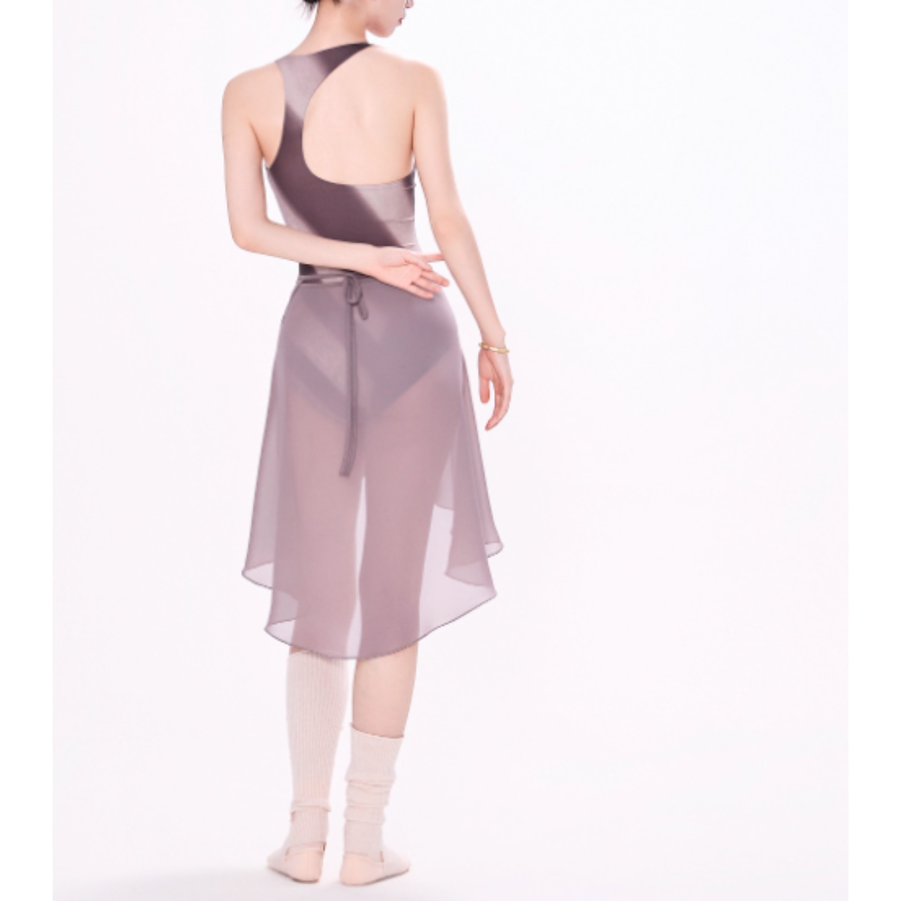 バックアシンメ ノースリーブレオタード 2色展開 L1226