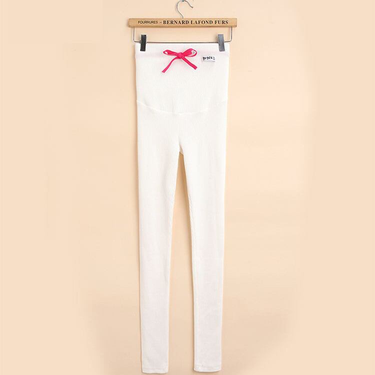 おしゃれかわいい　マタニティ リブレギンス 5カラー スパッツ ホワイト 白