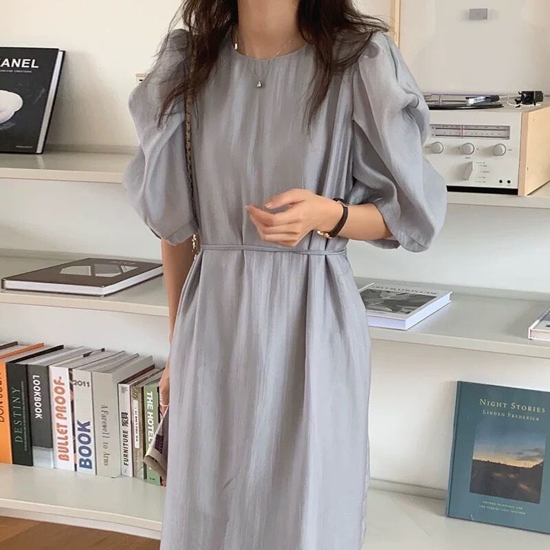 韓国風フレンチパフスリーブワンピー ◆2col YH8902