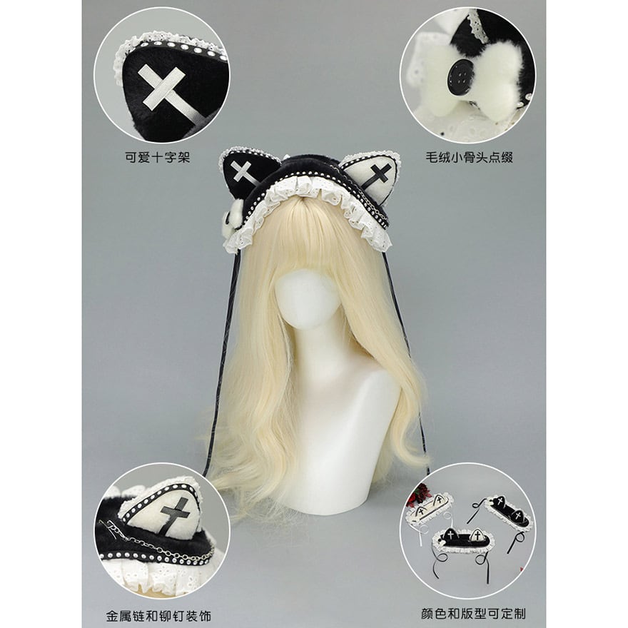 【もり】にじまると けも耳カチューシャ 甘ロリ 猫耳カチューシャ 十字架×ケモ耳 推し活向け｜WithU | ゴスロリ