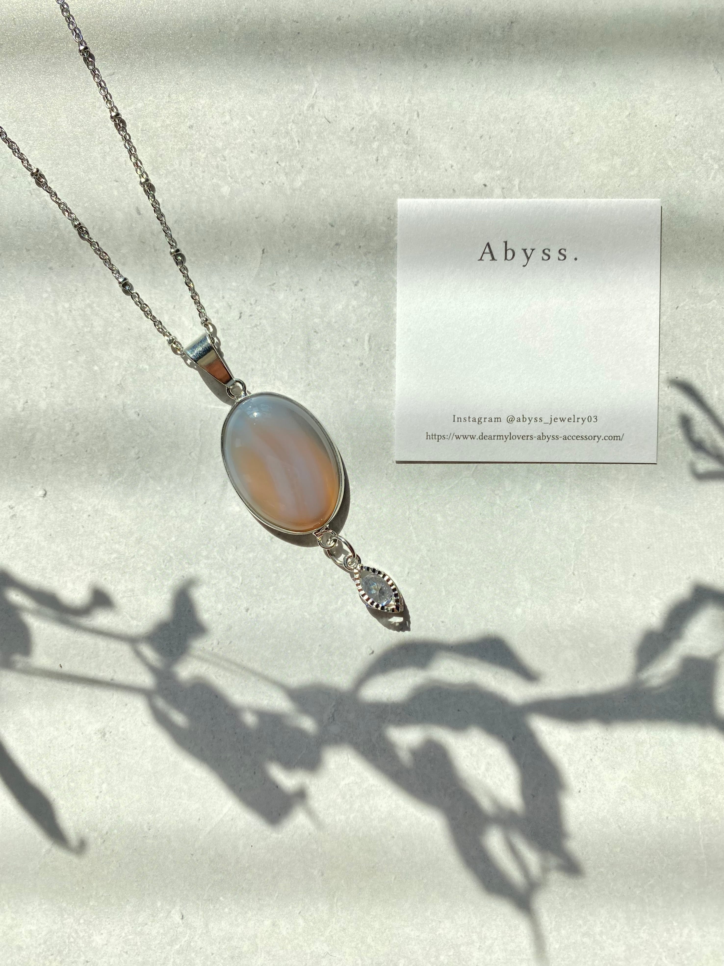 天然石グレージュアゲートのロングネックレス: silver long necklace