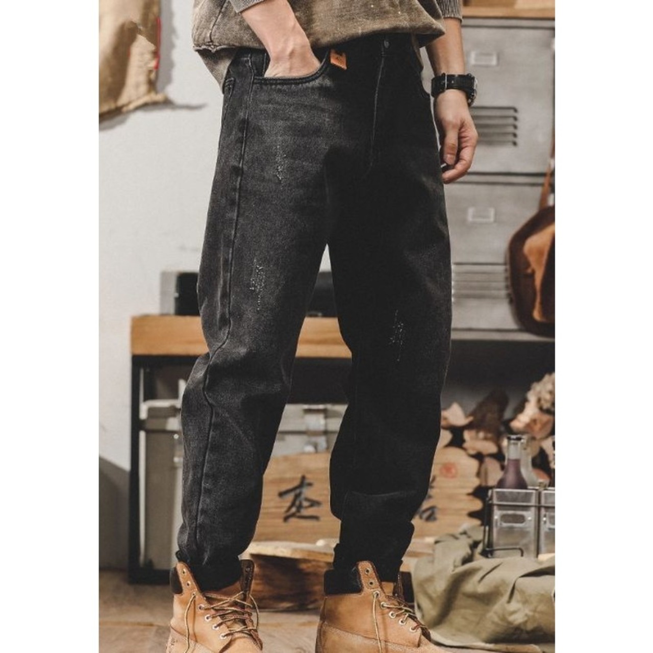 Straight Leg Roll-Up Denim Pants ◇2color H0791