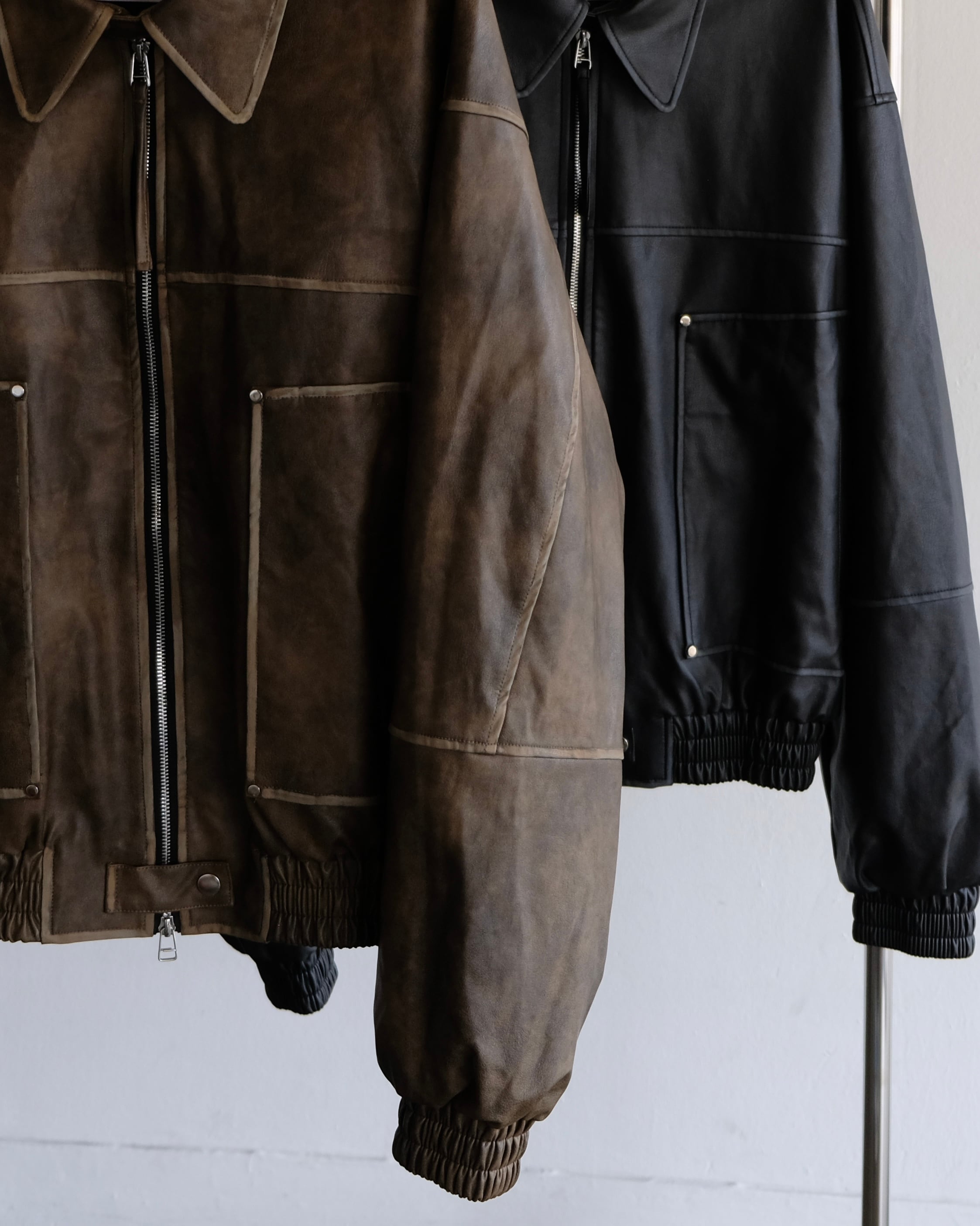 受注販売》VINTAGE VOLUME LEATHER JACKET / BRN | FELIM