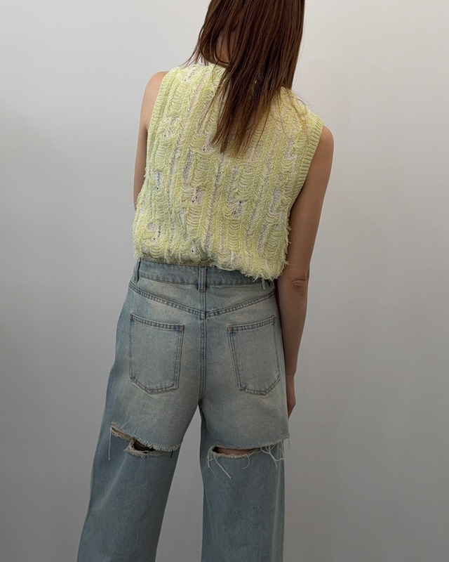denim back damaged pants