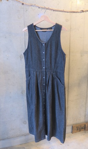 90's Eddie Bauer Sleeveless Black Denim Maxi Dress