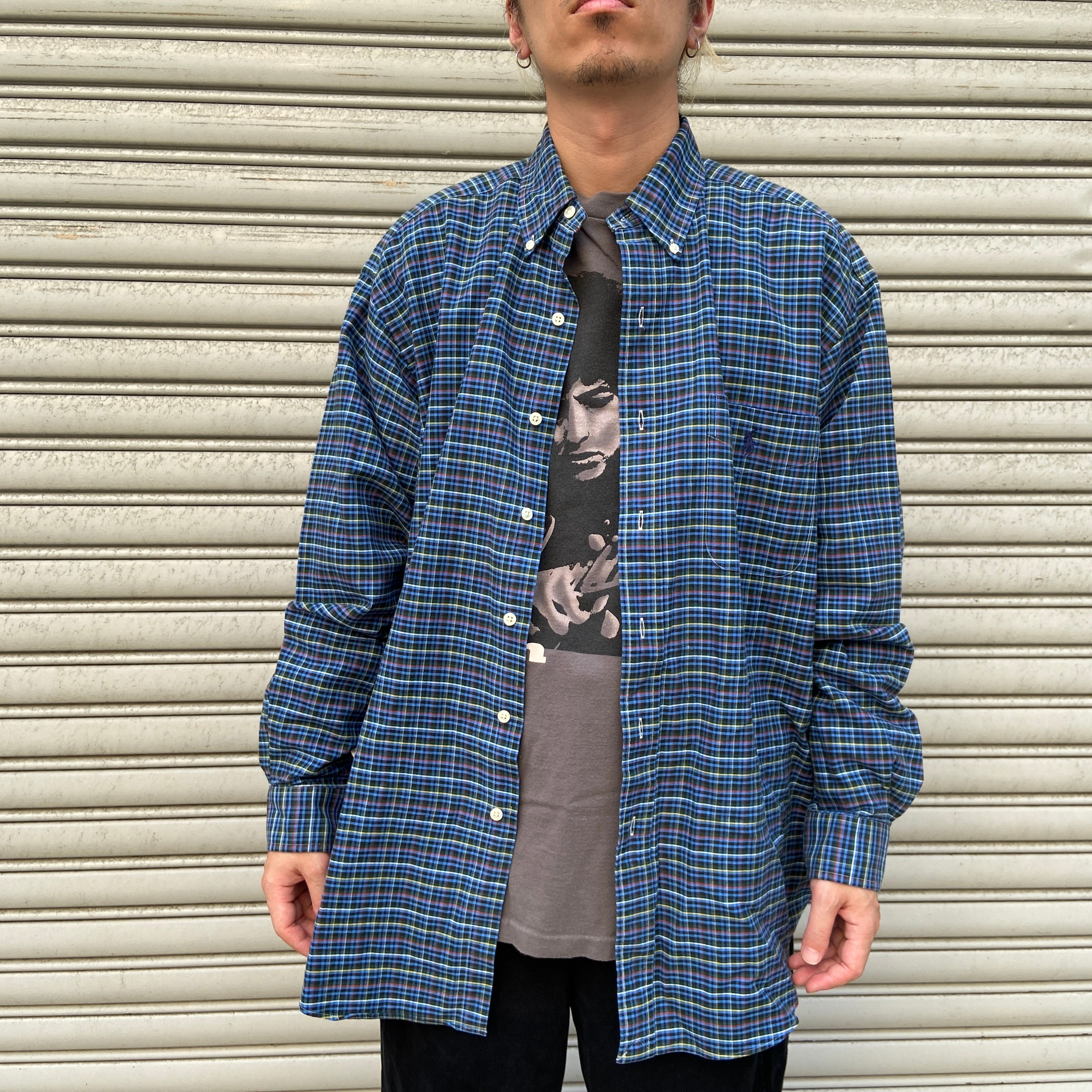 90s ラルフローレン BIGSHIRT チェック柄ボタンダウンシャツ M | 古着