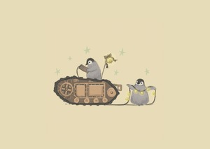 【南極ホタル堂】 複製画「Penguin Tank Goliath ＆ Emperor penguin」
