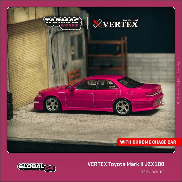 Tarmac Works 1/64  VERTEX Toyota Mark II JZX100 Red Metallic