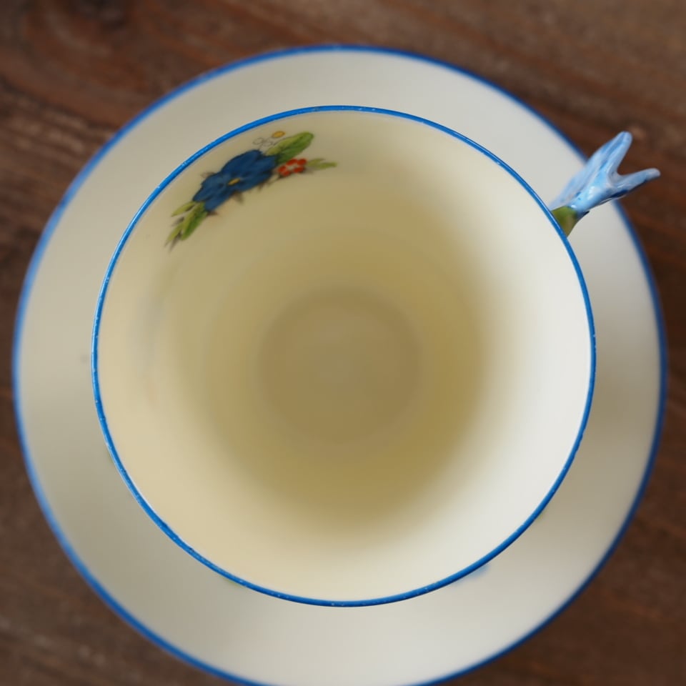 英国Paragon】パラゴン プリムローズボーダー フラワーハンドル カップ