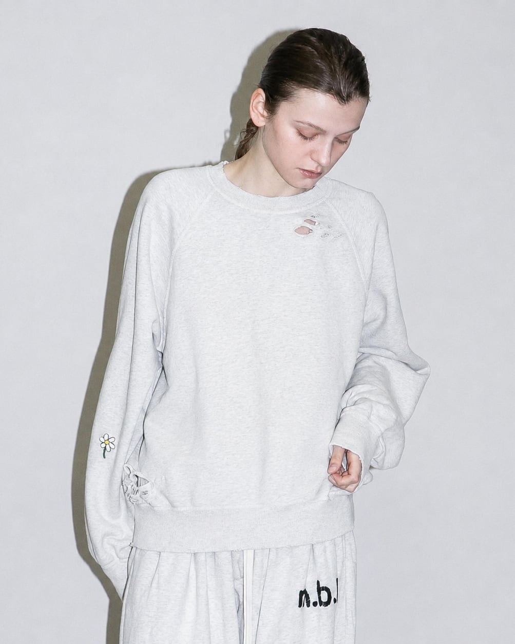 my beautiful landlet DAMAGE SWEATSHIRT OATMEAL | nua
