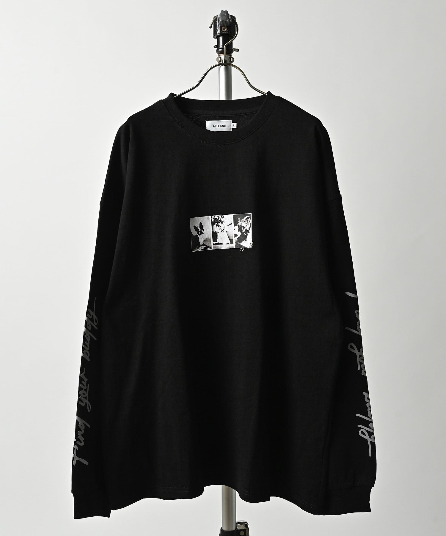 ATELANE Heavyweight Jersey DOG Photo Print L/S (BLK) 25A-24060