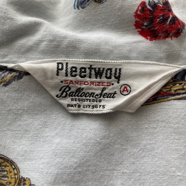 Pleetway プリートウェイ パジャマシャツ 50s 軍帽柄 総柄 オープンカラー ヴィンテージ古着 M〜L 画像7