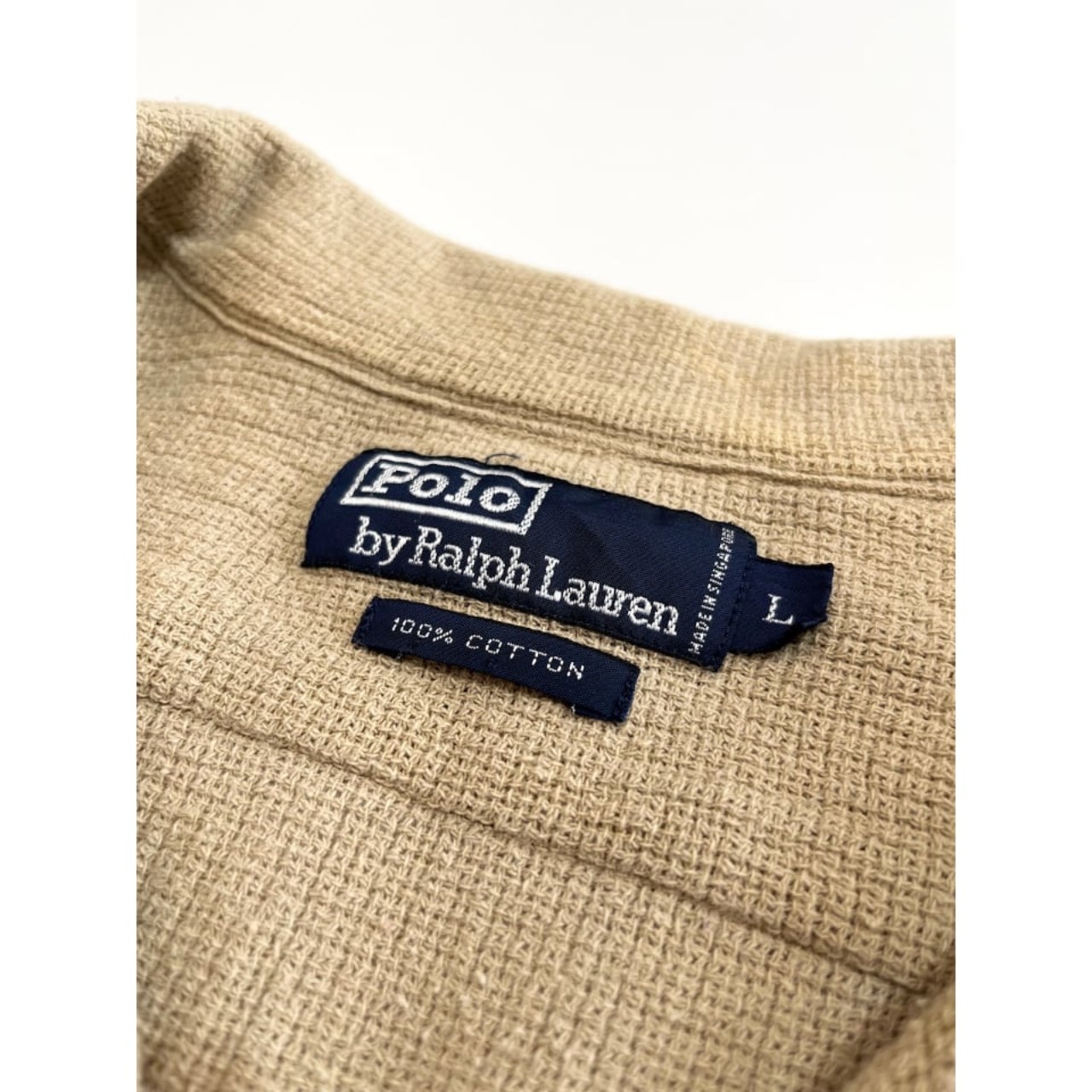 90s Ralph Lauren S/S OPEN COLLAR SHIRT Size L