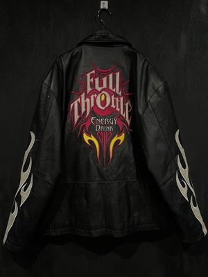 【WEAPON VINTAGE】"JH DESIGN " "FULL THROTTLE" Wappen × Embroidery Design Loose Leather Jacket
