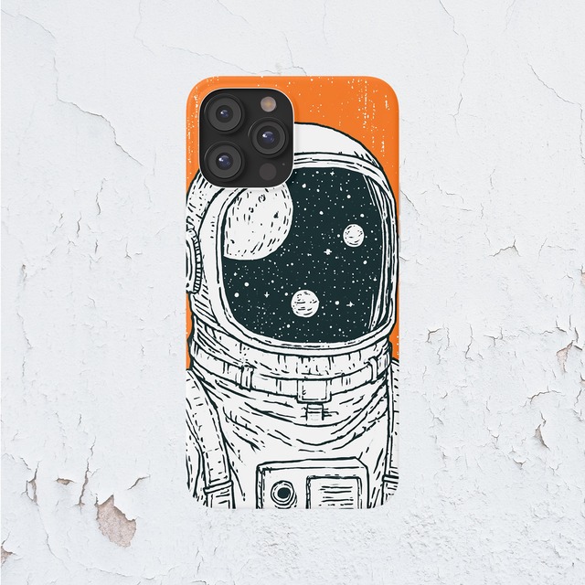 受注生産 iPhoneケース 星空を映す宇宙飛行士ヘルメット｜宇宙飛行士モチーフ RFSP018D