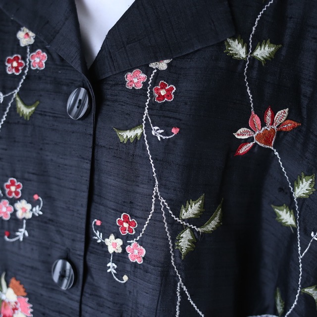 "花×刺繍" many many pattern over wide silhouette open collar shirt