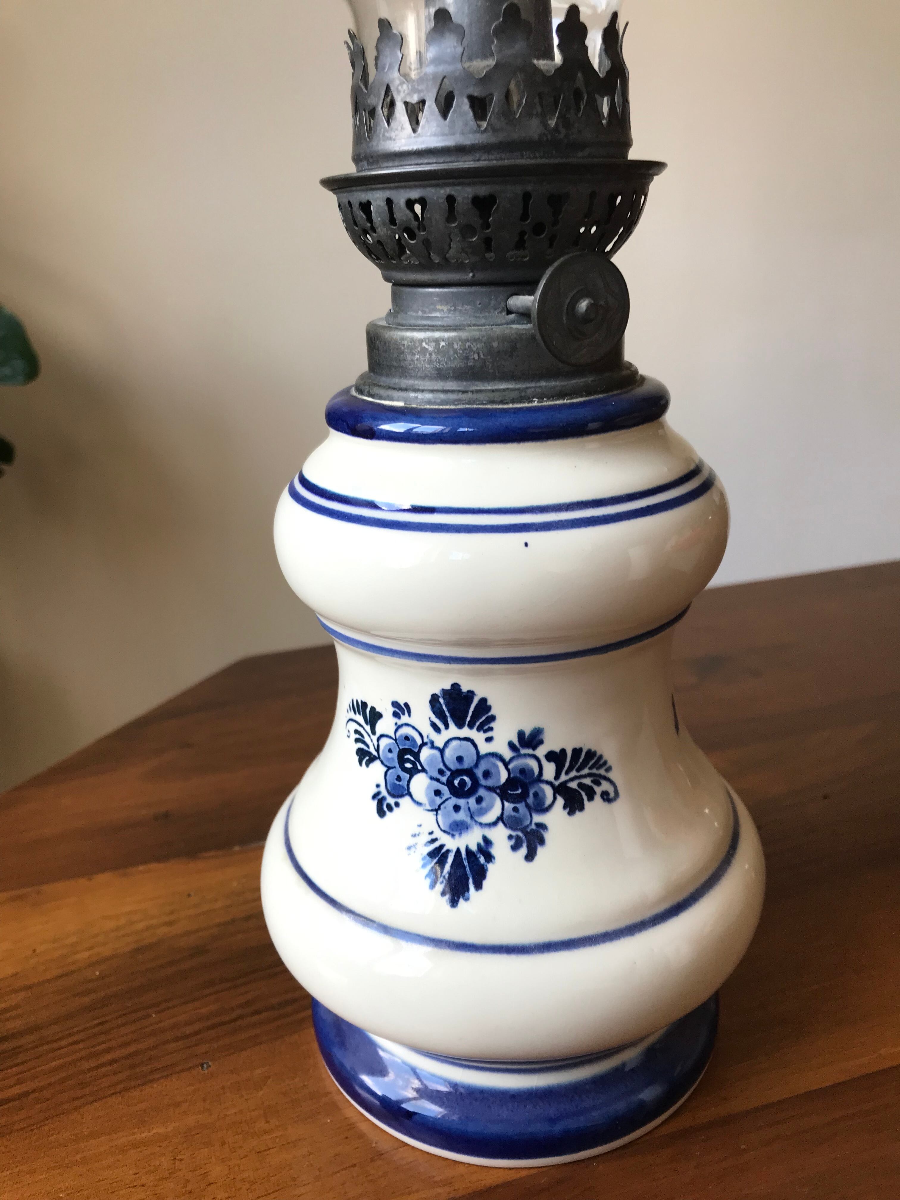 オランダ製 オイルランプ 陶器製 青色 花柄 | フレンチ雑貨 Souvenir