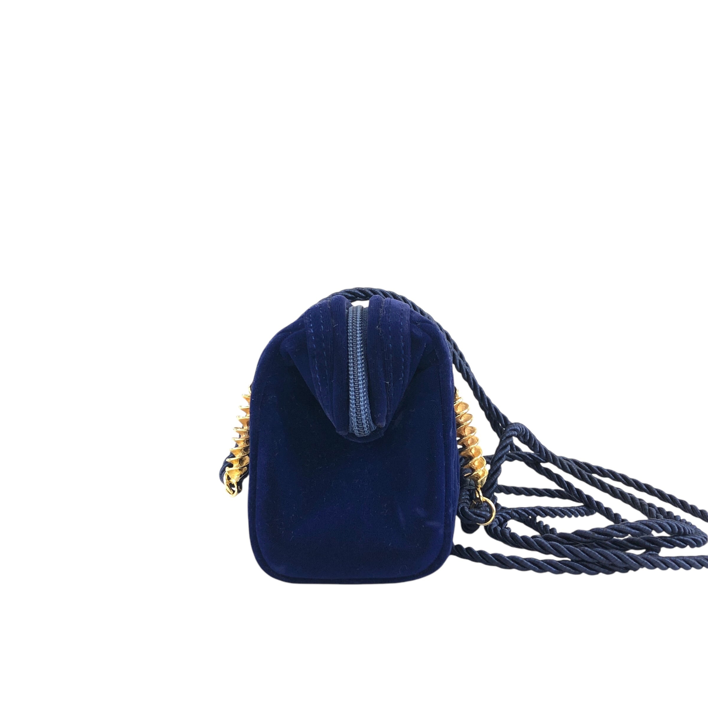 FENDI フェンディ ショルダーバッグ ネイビー ツイスト ベロア ミニ
