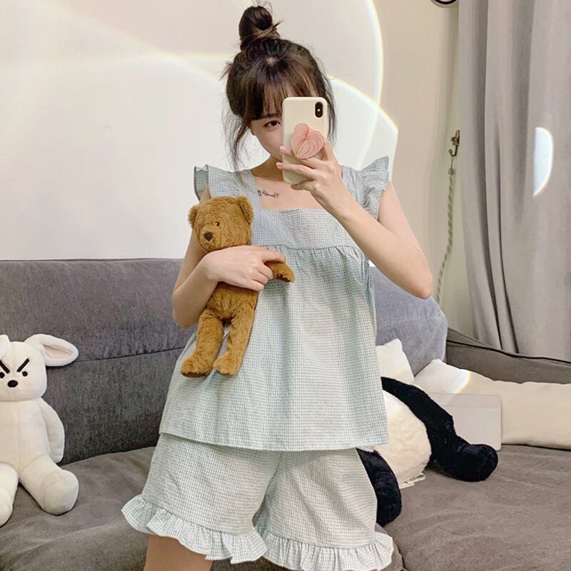 格子柄ノースリーブショーツ レディースサマー 大人ガーリー スウィート キュート カジュアル 夏物 ブルマー スーパーモール38384977811