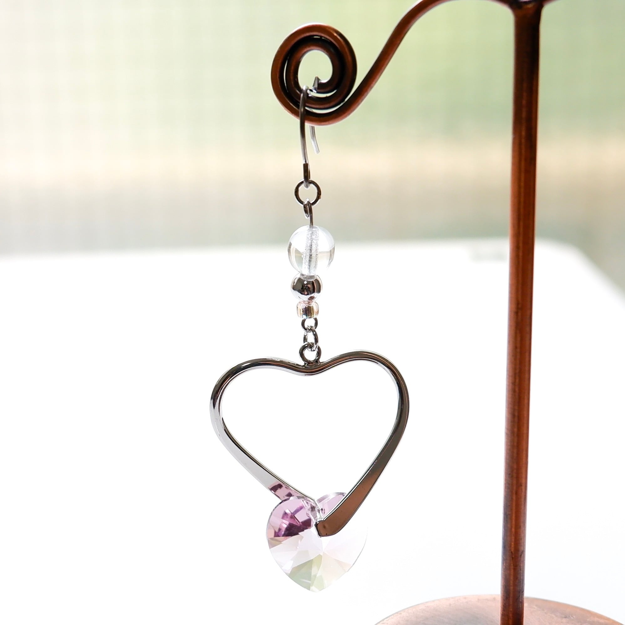 大人可愛いスワロフスキーハートピアス(ピンク | K.Nature