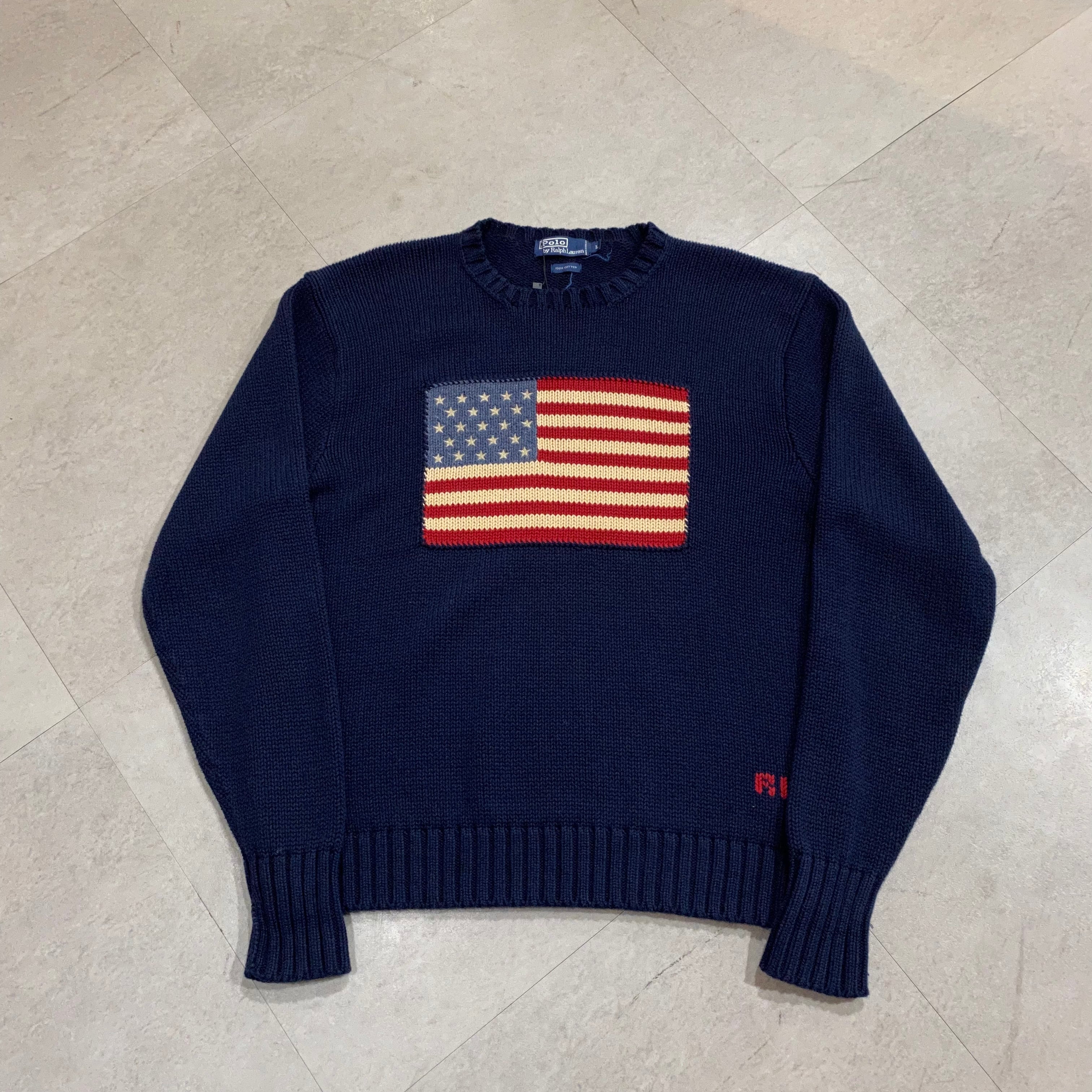 一部予約90s 星条旗 コットンニット by POLO RalphLauren ニット